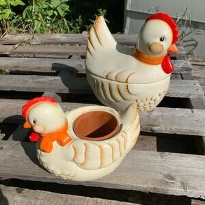 Vintage B&D Japan chicken cookie jar & planter